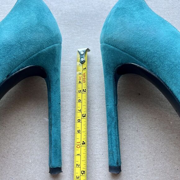 Stuart Weitzman Queen Caribe Turquoise Teal Suede Stiletto Heels Women’s 9.5 M - Picture 8 of 16
